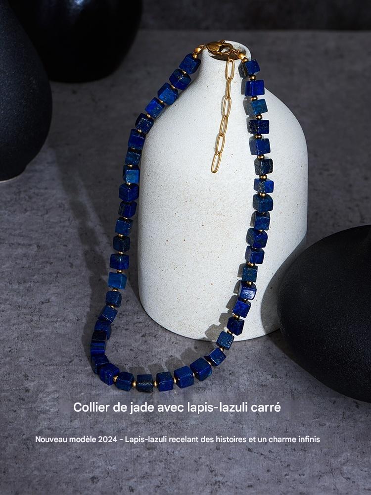 ✨ Azuralis™ | Collier géométrique en lapis-lazuli | Nathy Boutiques