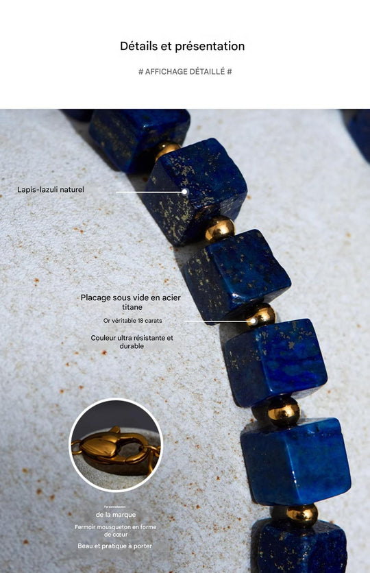 ✨ Azuralis™ | Collier géométrique en lapis-lazuli | Nathy Boutiques