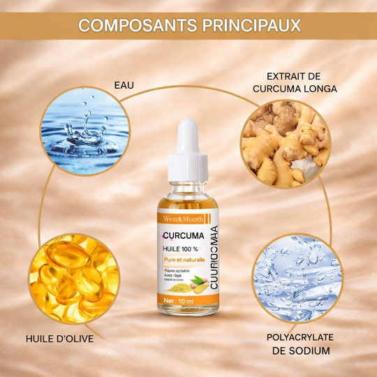 ✨ CURCUMA ÉCLAT™ – Huile-Sérum Visage au Curcuma 10 ml | Éclat & Peau Lissée | Nathy Boutiques