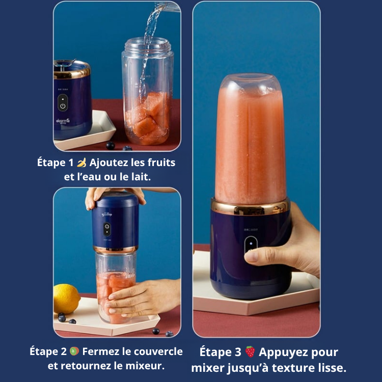 Mini mixeur portable 40W – Smoothies express partout !
