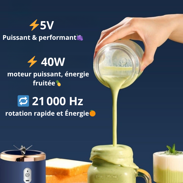 Mini mixeur portable 40W – Smoothies express partout !