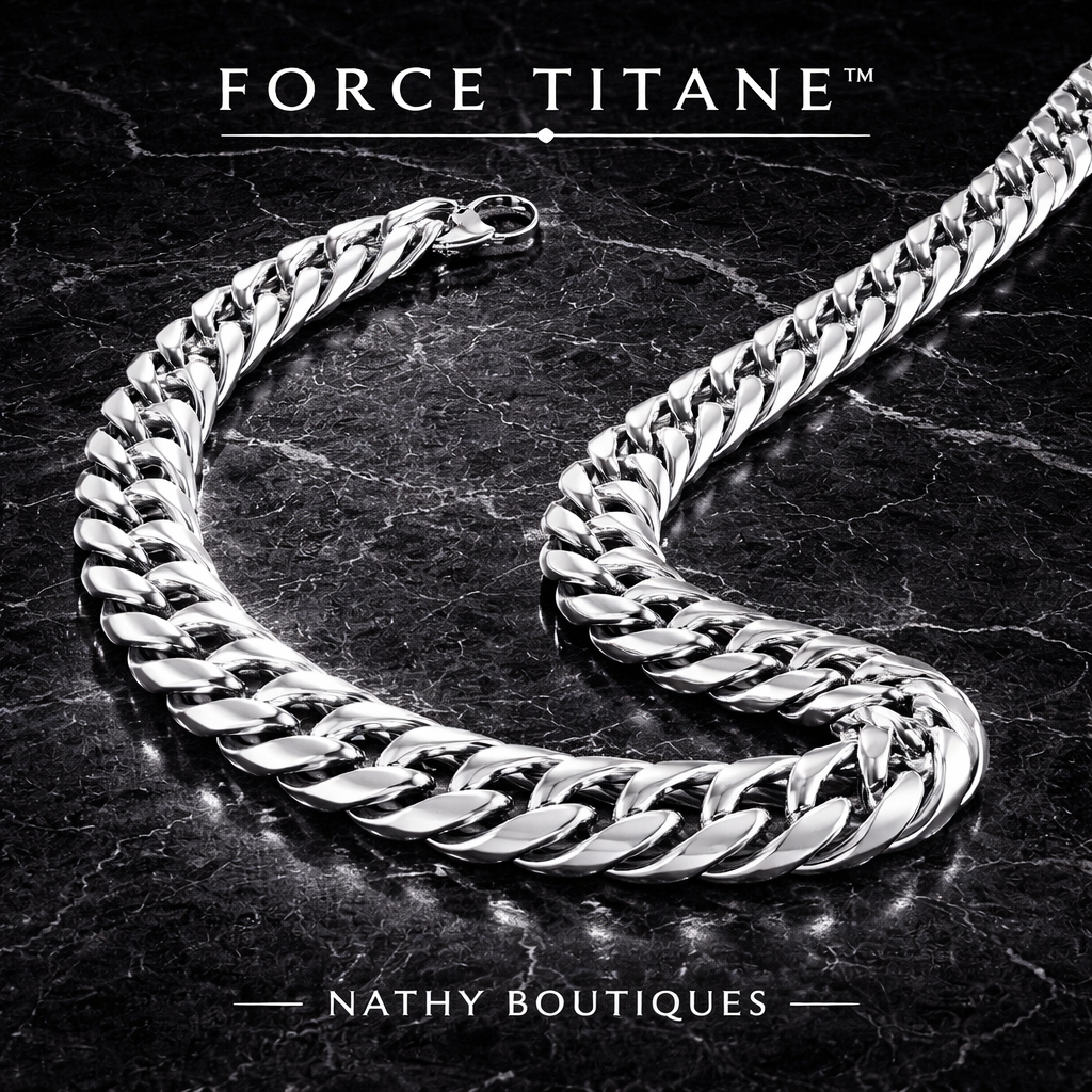 FORCE TITANE™ – Chaîne cubaine pour homme en acier titane inoxydable | Nathy Boutiques
