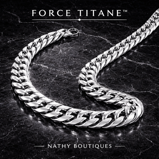 FORCE TITANE™ – Chaîne cubaine pour homme en acier titane inoxydable | Nathy Boutiques