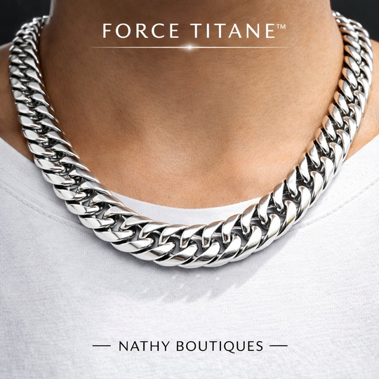 FORCE TITANE™ – Chaîne cubaine pour homme en acier titane inoxydable | Nathy Boutiques