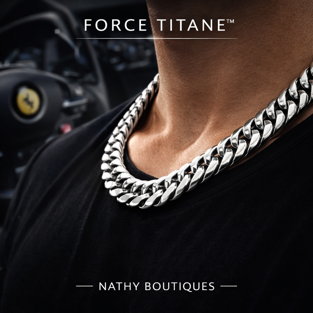 FORCE TITANE™ – Chaîne cubaine pour homme en acier titane inoxydable | Nathy Boutiques