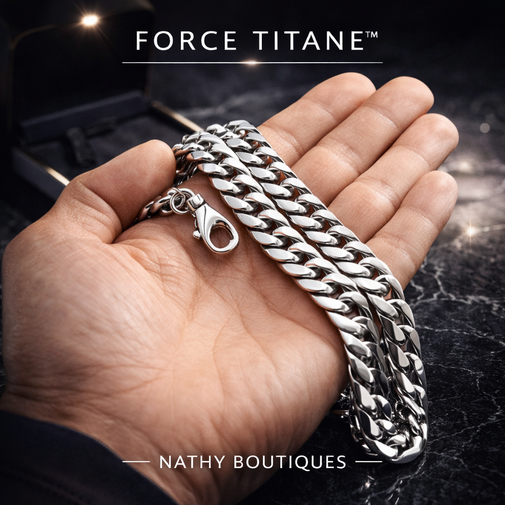 FORCE TITANE™ – Chaîne cubaine pour homme en acier titane inoxydable | Nathy Boutiques