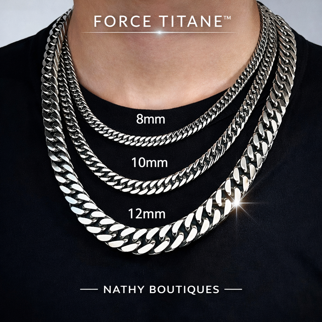 FORCE TITANE™ – Chaîne cubaine pour homme en acier titane inoxydable | Nathy Boutiques