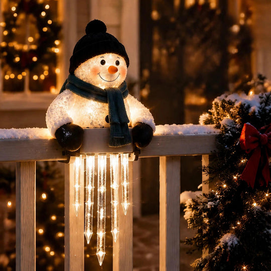 LumiNeige™ – Bonhomme de Neige, Lumières Stalactites de Noël