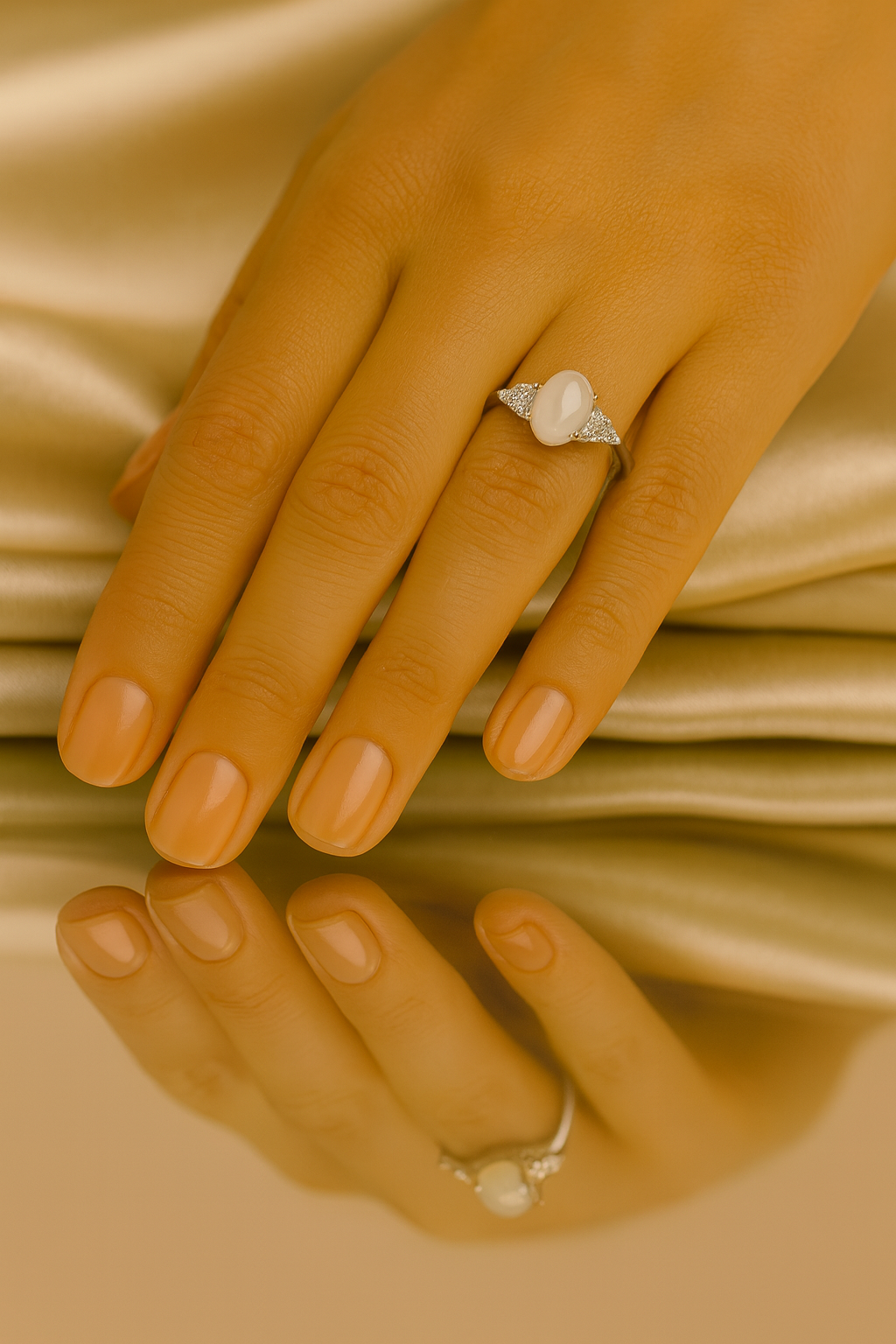 LUNÉRIA™ – Bague ajustable en pierre de lune, argent 925 | Nathy Boutiques