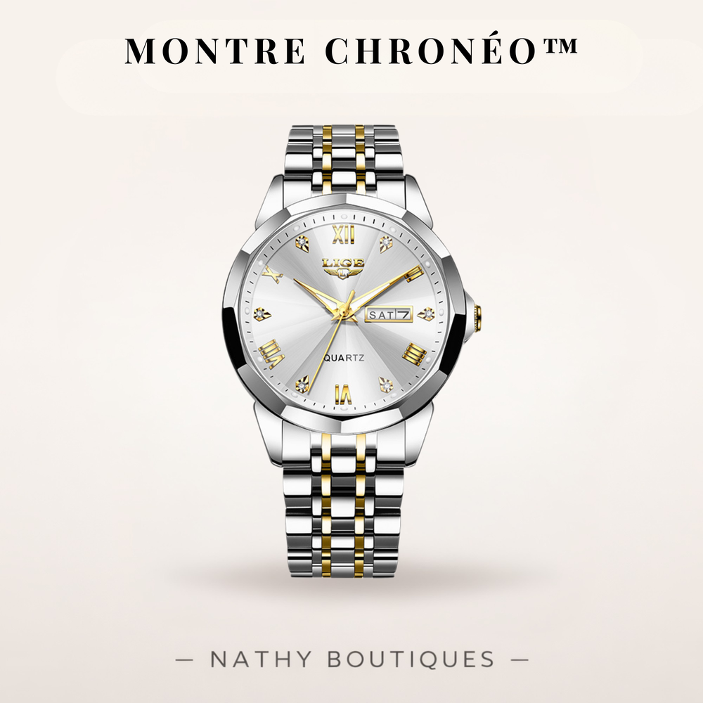 CHRONÉO™ – Montre homme double calendrier étanche en acier inoxydable | Nathy Boutiques