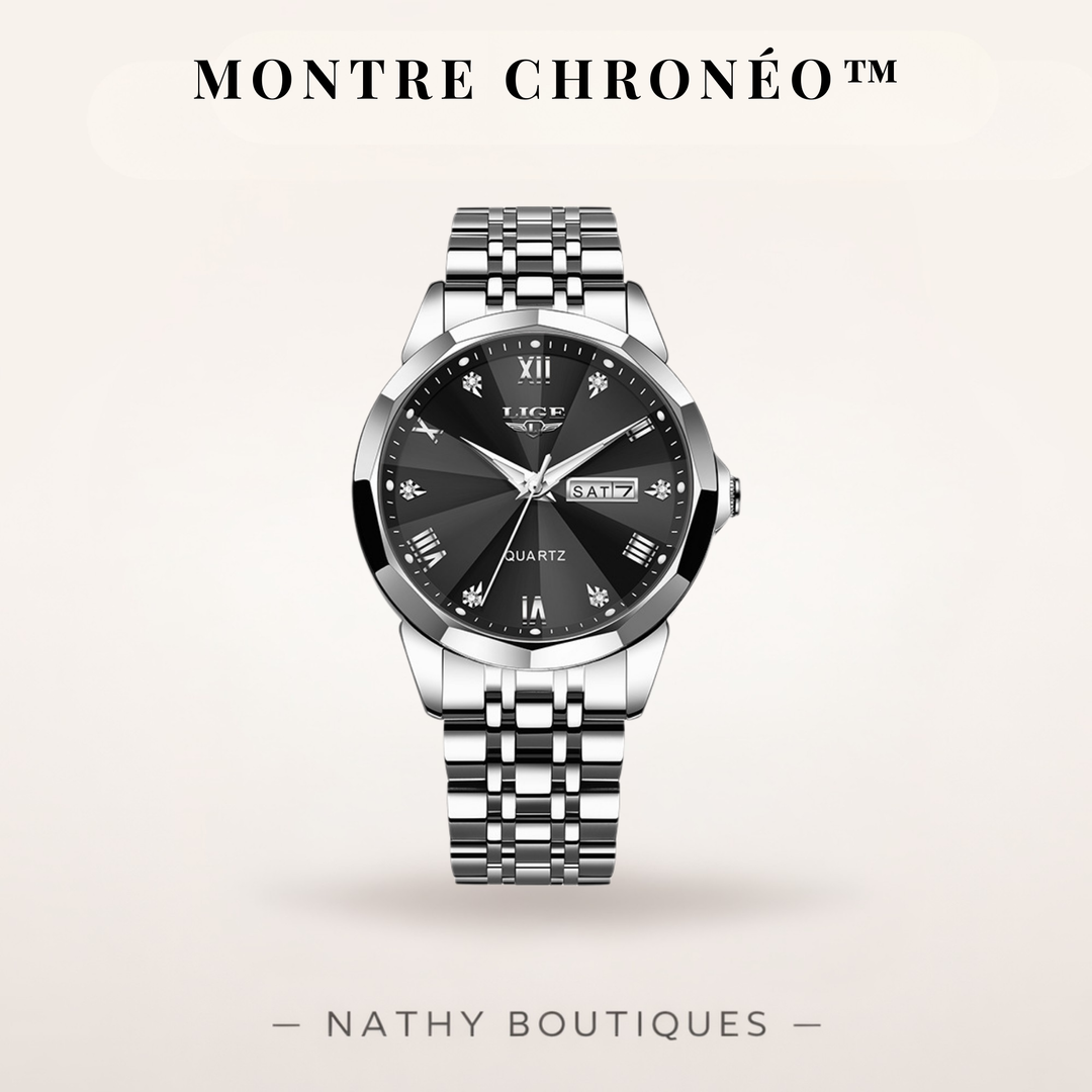 CHRONÉO™ – Montre homme double calendrier étanche en acier inoxydable | Nathy Boutiques