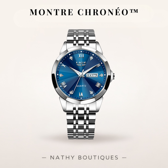CHRONÉO™ – Montre homme double calendrier étanche en acier inoxydable | Nathy Boutiques