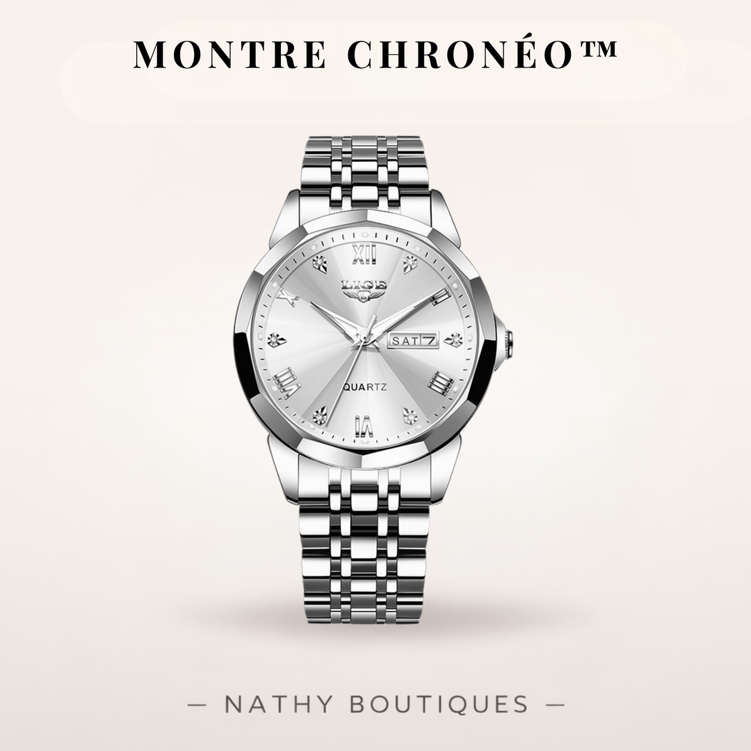 CHRONÉO™ – Montre homme double calendrier étanche en acier inoxydable | Nathy Boutiques