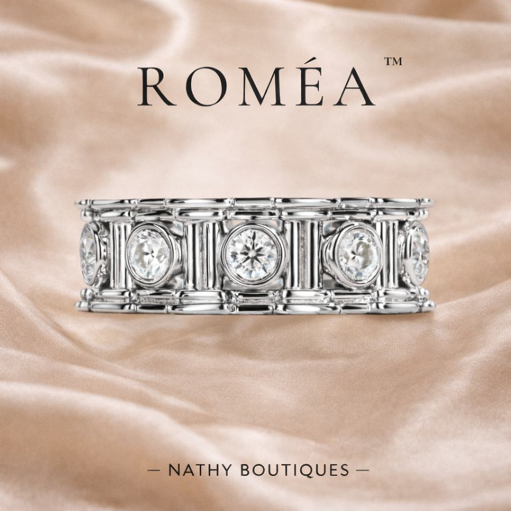 ✨ ROMÉA™ – Bague géométrique en argent sterling et moissanite | Nathy Boutiques
