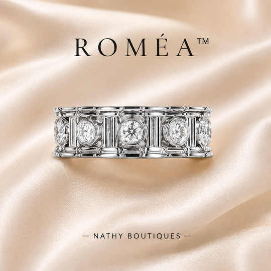 ✨ ROMÉA™ – Bague géométrique en argent sterling et moissanite | Nathy Boutiques