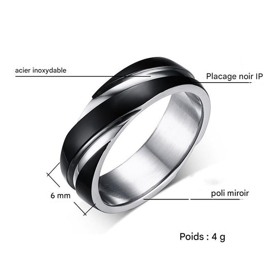 VORTEX™ – Bague homme en acier titane noir | Nathy Boutiques
