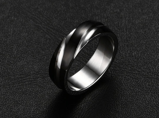VORTEX™ – Bague homme en acier titane noir | Nathy Boutiques
