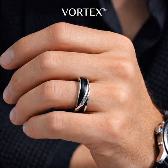 VORTEX™ – Bague homme en acier titane noir | Nathy Boutiques