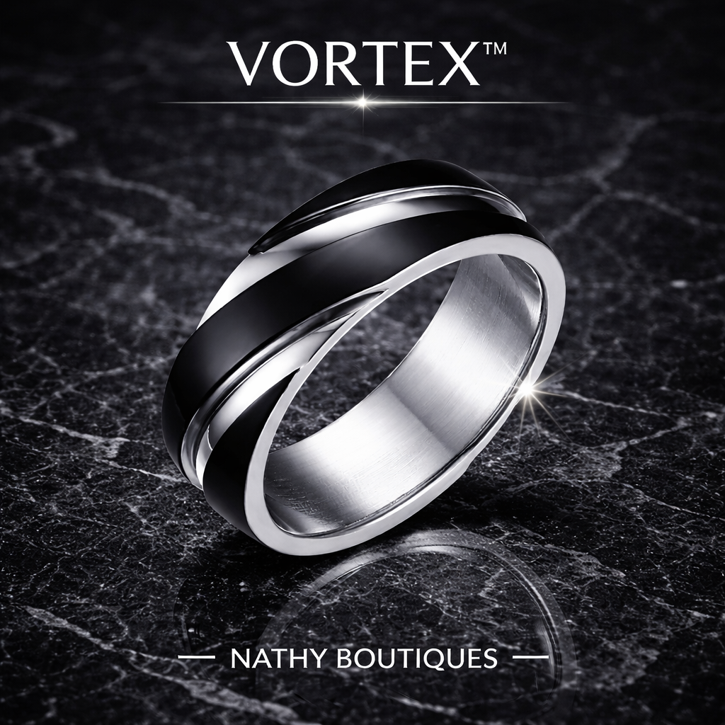 VORTEX™ – Bague homme en acier titane noir | Nathy Boutiques