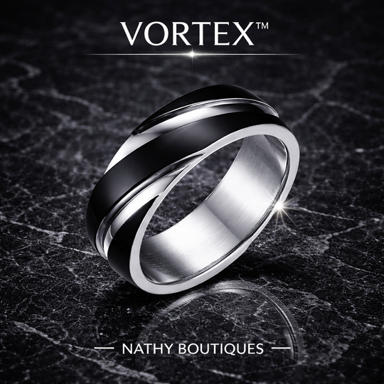 VORTEX™ – Bague homme en acier titane noir | Nathy Boutiques