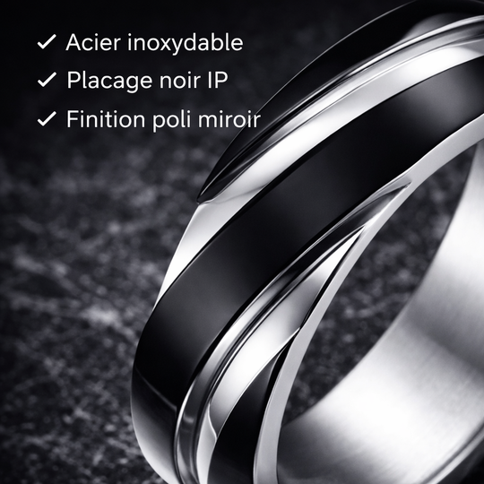 VORTEX™ – Bague homme en acier titane noir | Nathy Boutiques