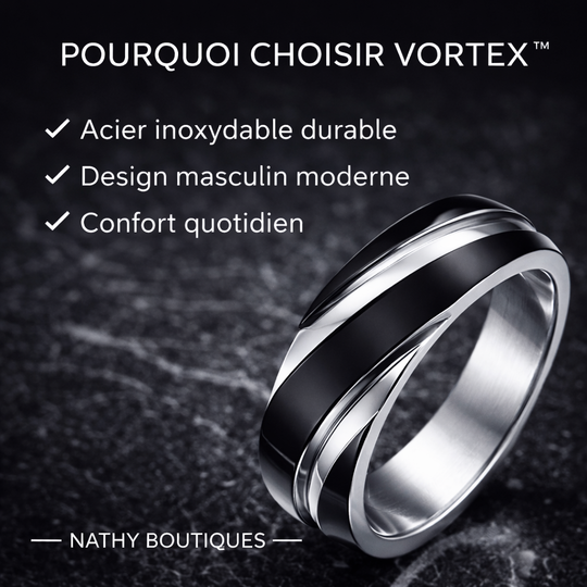 VORTEX™ – Bague homme en acier titane noir | Nathy Boutiques