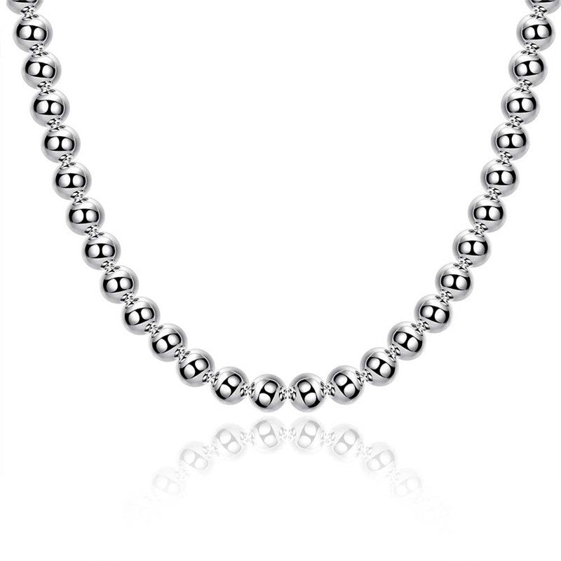 Zenithéa – Collier argenté perlé creux pour femme