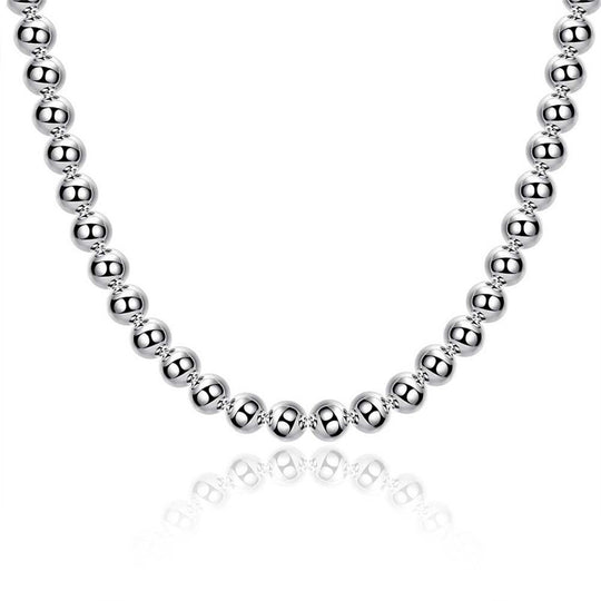 Zenithéa – Collier argenté perlé creux pour femme